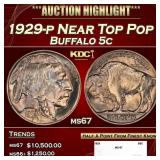 1929-p Buffalo Nickel Near Top Pop 5c ms67 SEGS