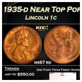 1935-d Lincoln Cent Near Top Pop 1c ms67 rd SEGS