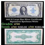 1923 $1 large size Silver Certificate Grades xf Si