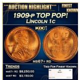 1909-p Lincoln Cent TOP POP! 1c ms67+ rd SEGS