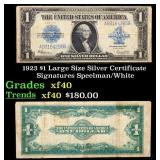 1923 $1 large size Silver Certificate Grades xf Si