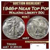 1946-p Walking Liberty Half Dollar Near Top Pop 50