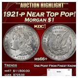 1921-p Morgan Dollar Near Top Pop! $1 ms66+ SEGS
