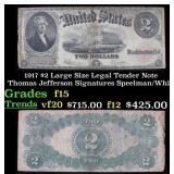 1917 $2 Large Size Legal Tender Note Thomas Jeffer