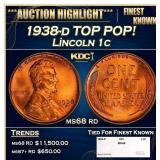 1938-d Lincoln Cent TOP POP! 1c ms68 rd SEGS