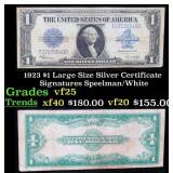 1923 $1 large size Silver Certificate Grades vf+ S