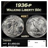 1936-p Walking Liberty Half Dollar 50c ms66+ SEGS