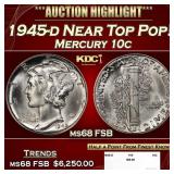 1945-d Mercury Dime Near Top Pop! 10c ms68 FSB SEG