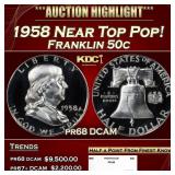 1958 Proof Franklin Half Dollar Near Top Pop! 50c