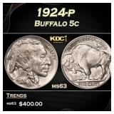 1924-p Buffalo Nickel 5c Grades ms63
