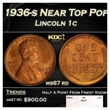 1936-s Lincoln Cent Near Top Pop 1c ms67 rd SEGS