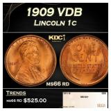 1909 VDB Lincoln Cent 1c Grades ms66 rd