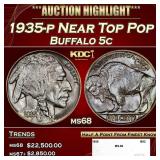 1935-p Buffalo Nickel Near Top Pop 5c ms68 SEGS