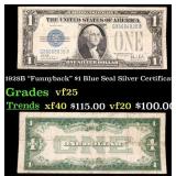 1928B $1 Blue Seal Silver Certificate "Funnyback"