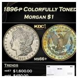 1896-p Morgan Dollar Colorfully Toned $1 ms66+ SEG
