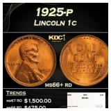 1925-p Lincoln Cent 1c ms66+ rd SEGS