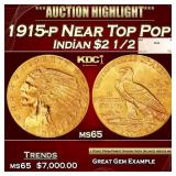 1915-p Gold Indian Quarter Eagle Near Top Pop! $2