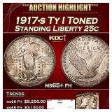 1917-s Ty I Standing Liberty Quarter Toned 25c ms6