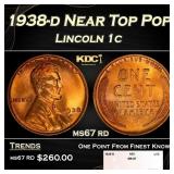 1938-d Lincoln Cent Near Top Pop 1c ms67 rd SEGS