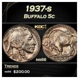 1937-s Buffalo Nickel 5c Grades ms66