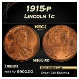1915-p Lincoln Cent 1c Grades ms65 rd