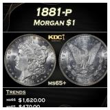1881-p Morgan Dollar $1 Grades ms65+