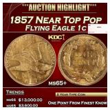 1857 Flying Eagle Cent Near Top Pop 1c ms65+ SEGS