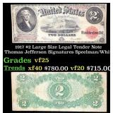 1917 $2 Large Size Legal Tender Note Thomas Jeffer