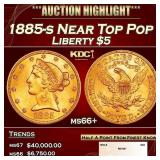 1885-s Gold Liberty Half Eagle Near Top Pop $5 ms6