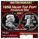 1958 Proof Franklin Half Dollar Near Top Pop! 50c