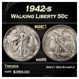 1942-s Walking Liberty Half Dollar 50c Grades ms65