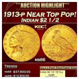 1913-p Gold Indian Quarter Eagle Near Top Pop! $2