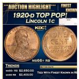1920-d Lincoln Cent TOP POP! 1c ms66+ rb SEGS