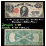 1917 $1 Large Size Legal Tender Note Grades xf Sig