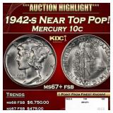 1942-s Mercury Dime Near Top Pop! 10c ms67+ fsb SE