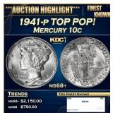 1941-p Mercury Dime TOP POP! 10c ms68+ SEGS