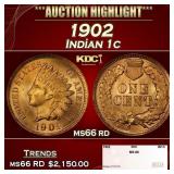 1902 Indian Cent . 1c ms66 rd SEGS