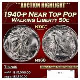 1940-p Walking Liberty Half Dollar Near Top Pop 50