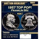1957 Proof Franklin Half Dollar TOP POP! 50c pr69