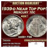 1939-d Mercury Dime Near Top Pop! 10c ms68+ FSB SE