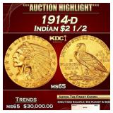 1914-d Gold Indian Quarter Eagle $2 1/2 ms65 SEGS