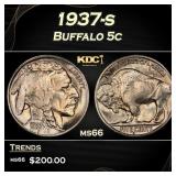 1937-s Buffalo Nickel 5c Grades ms66