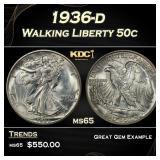 1936-d Walking Liberty Half Dollar 50c Grades ms65