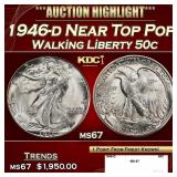 1946-d Walking Liberty Half Dollar Near Top Pop 50