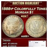 1888-p Morgan Dollar Colorfully Toned $1 ms66+ SEG