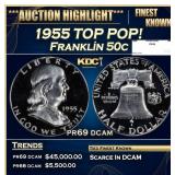 1955 Proof Franklin Half Dollar TOP POP! 50c pr69