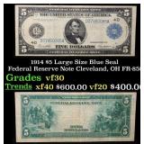 1914 $5 Large Size Blue Seal Federal Reserve Note