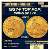 1927-p Gold Indian Quarter Eagle TOP POP! $2 1/2 m