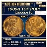 1909-s Lincoln Cent TOP POP! 1c ms67+ rd SEGS