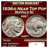 1936-d Buffalo Nickel Near Top Pop 5c ms67+ SEGS